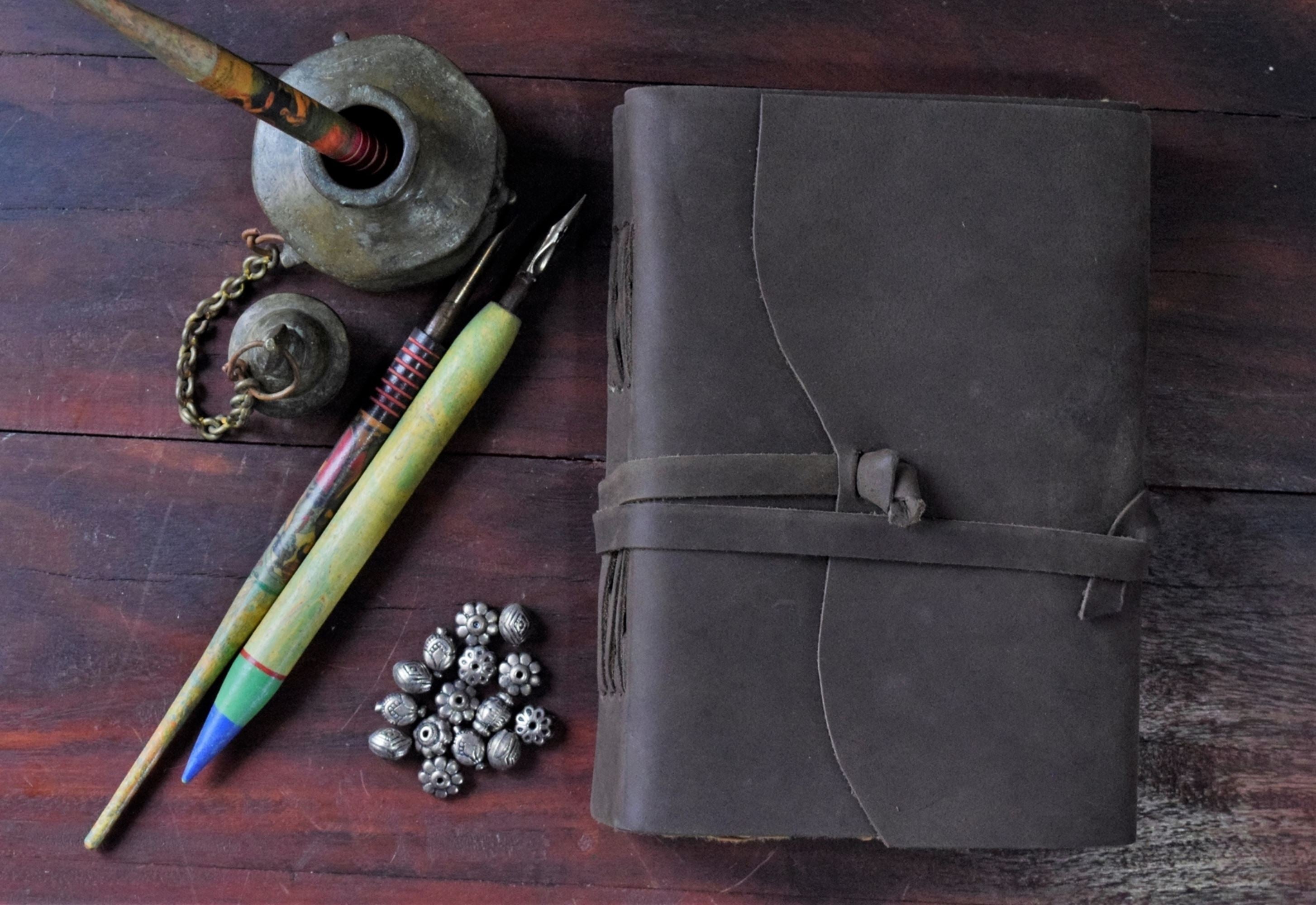 Gift for traveler - plain buff leather journal