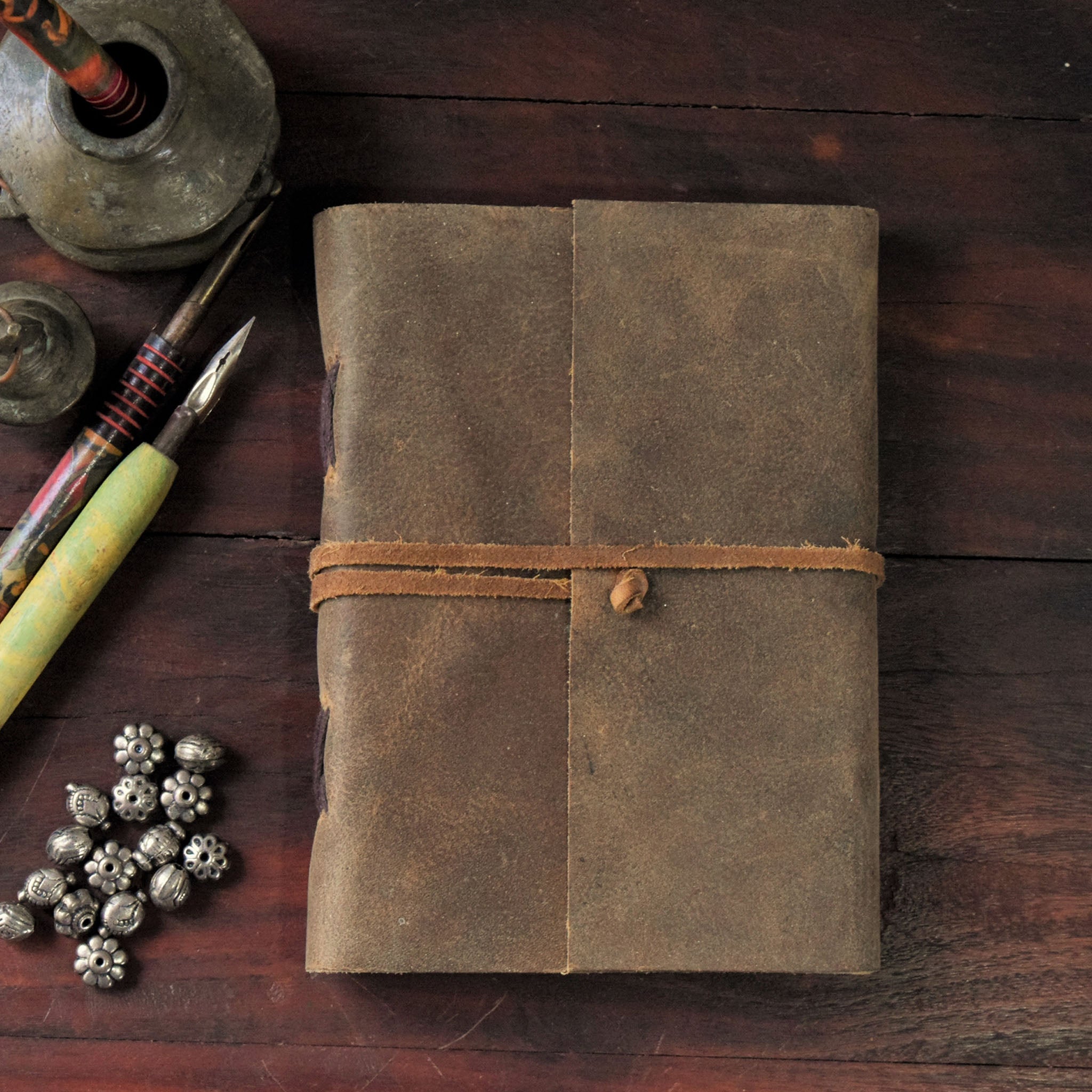 Gift for her - Brown buff leather journal