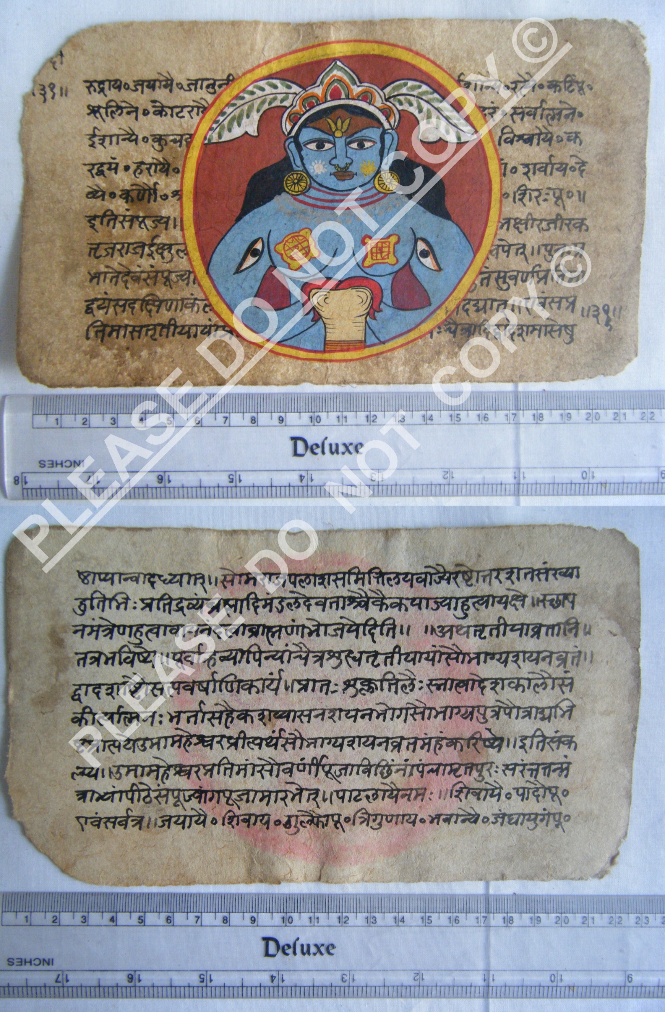 Antique Jain cosmology manuscript folio
