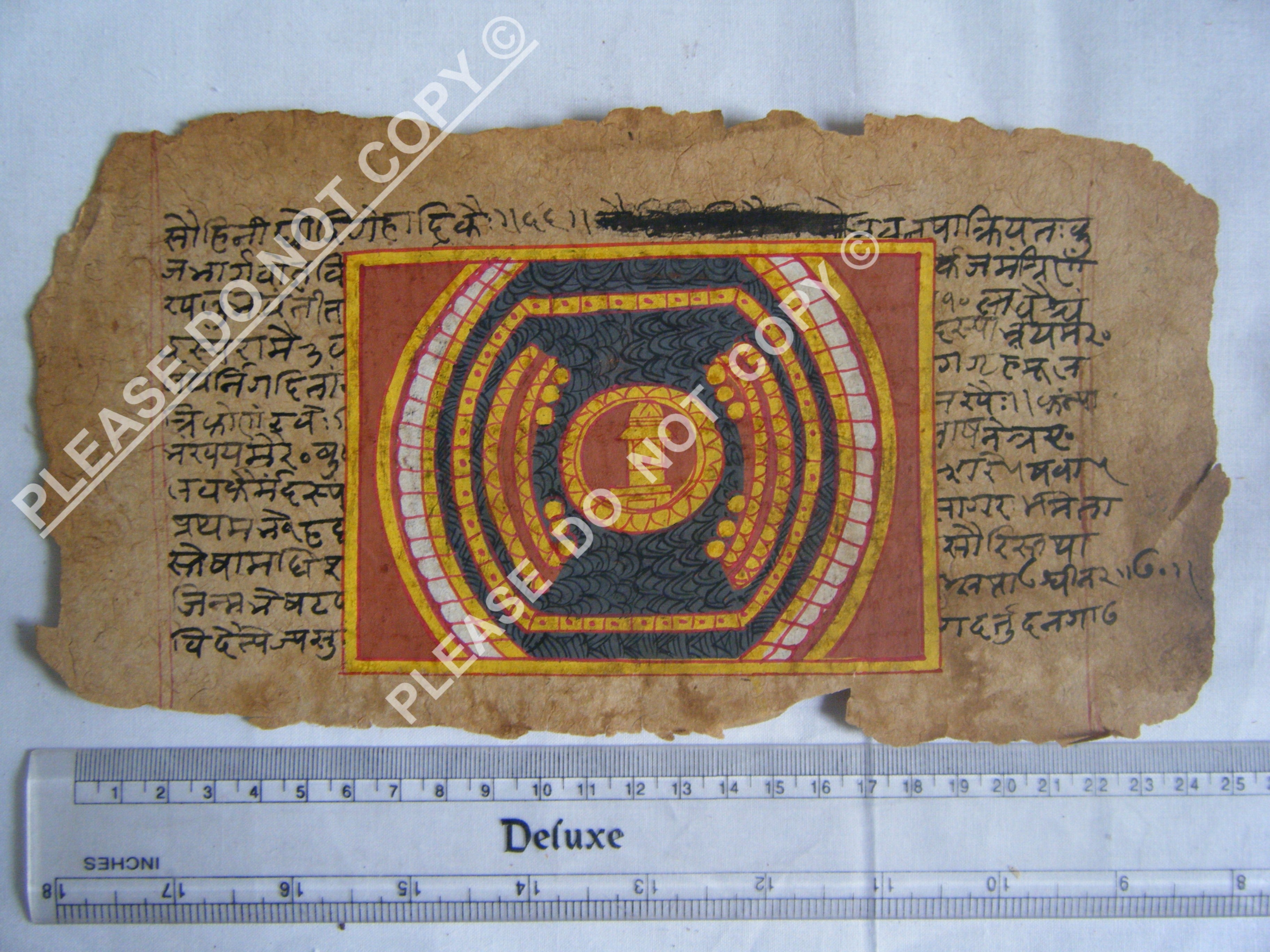 Antique Jain Cosmology Manuscript Illustrating Cosmic Geography