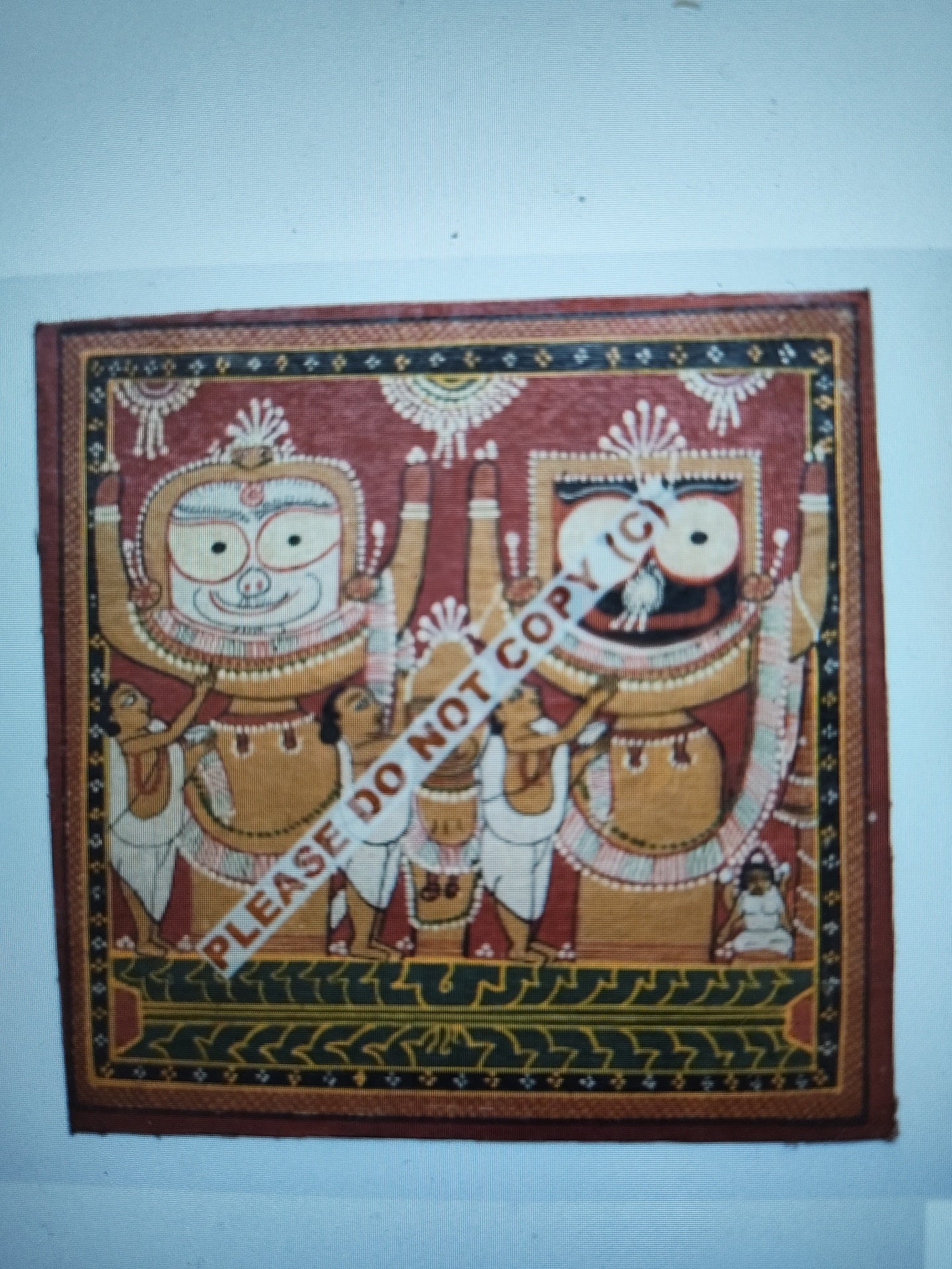Antique patta cloth painting of triad