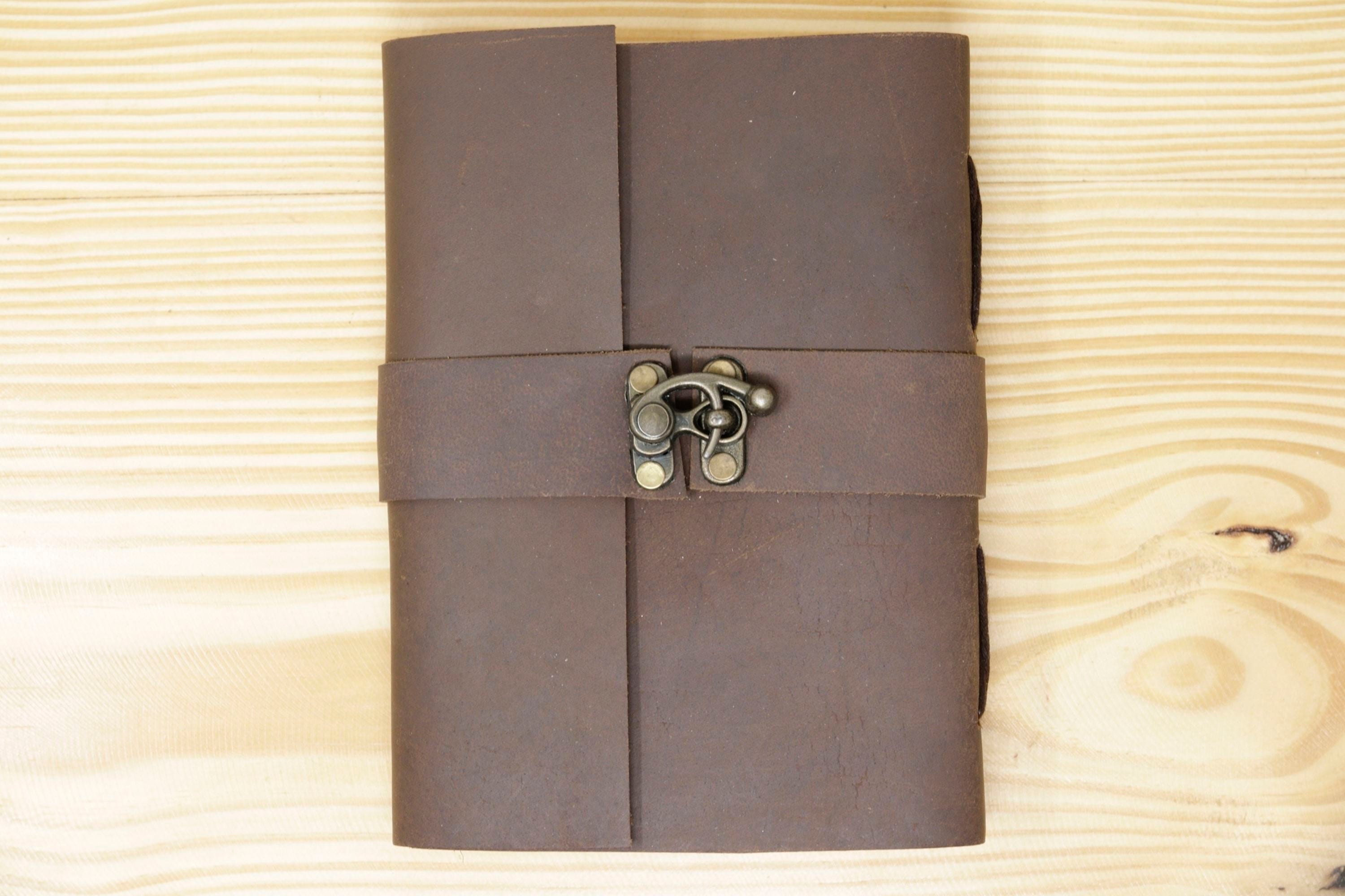 Handmade Vintage Leather Journal - Buff Plain Centre Lock