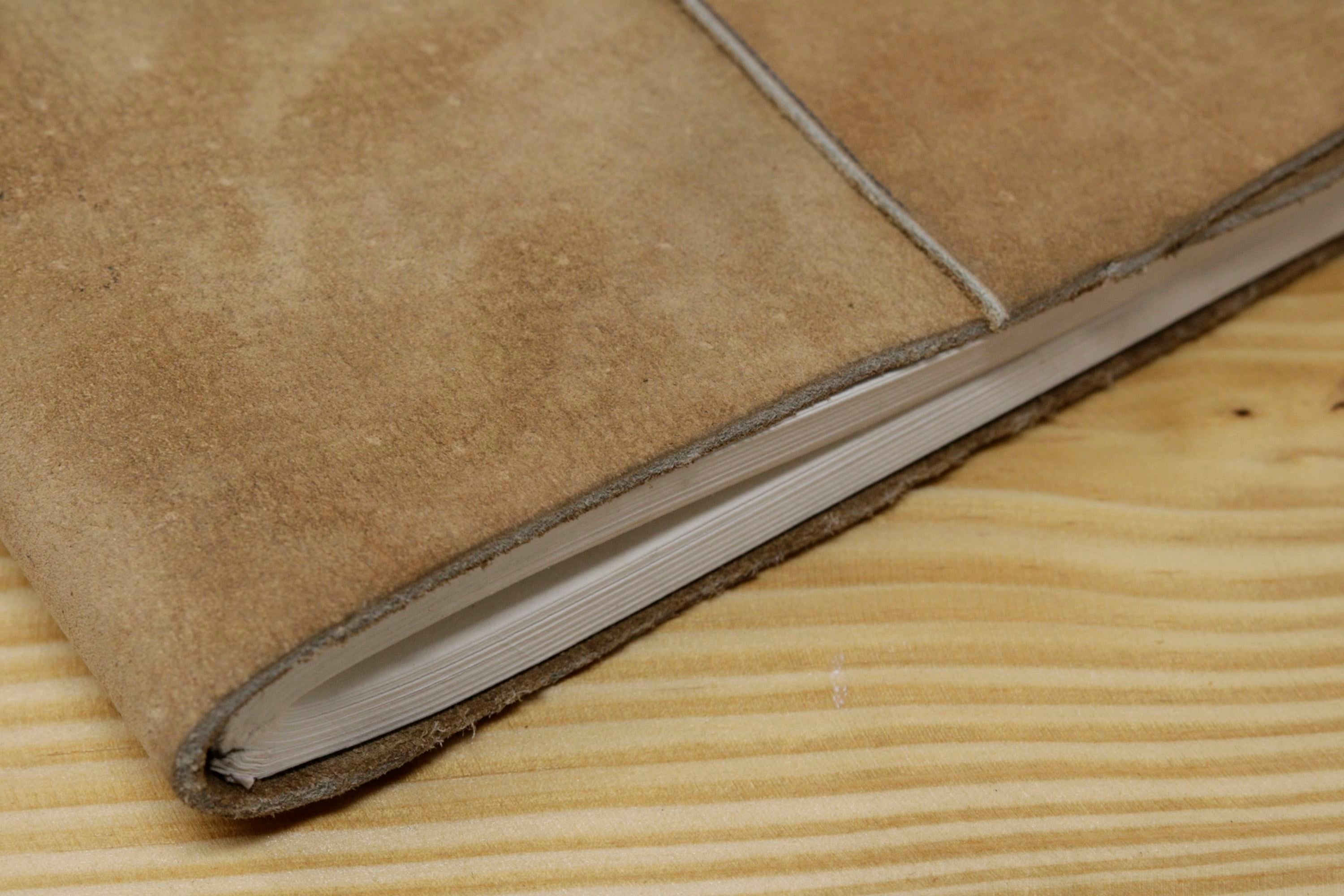 Handmade Vintage Leather Journal - Light Brown Suede Centre Lock