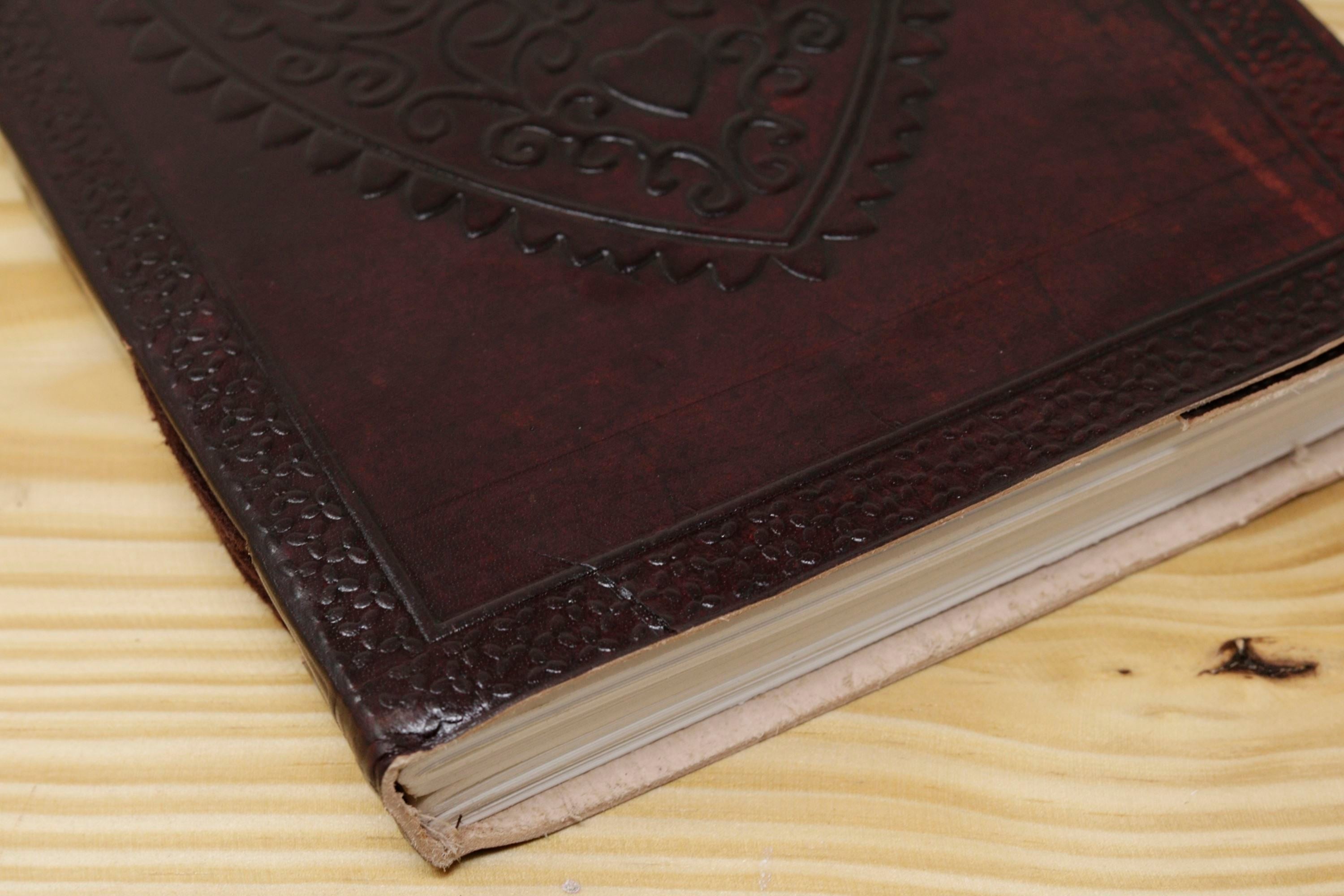 Handmade Vintage Leather Journal - Heart Lock