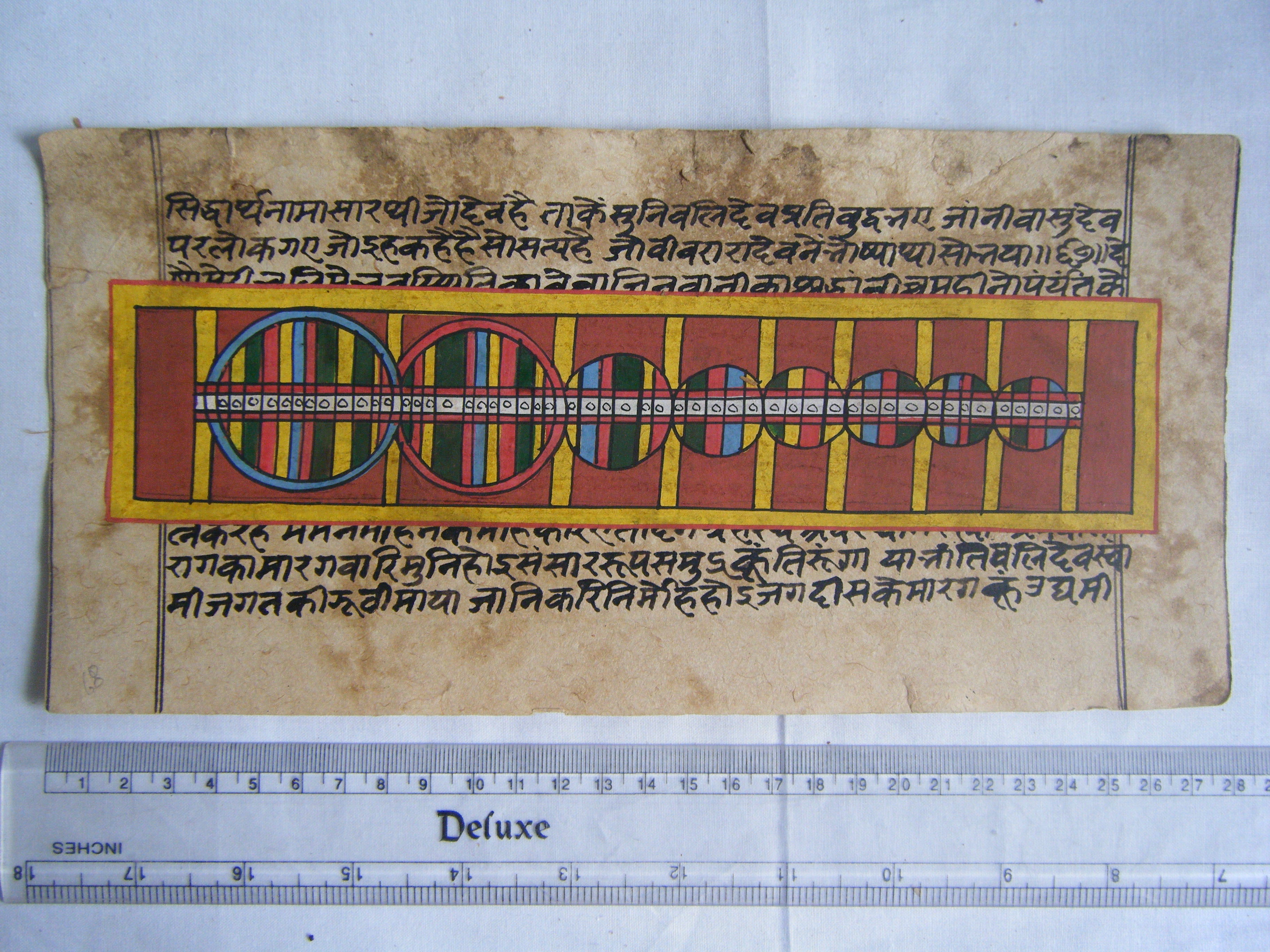 Antique Jain Cosmology Manuscript Illustrating Sacred Universe