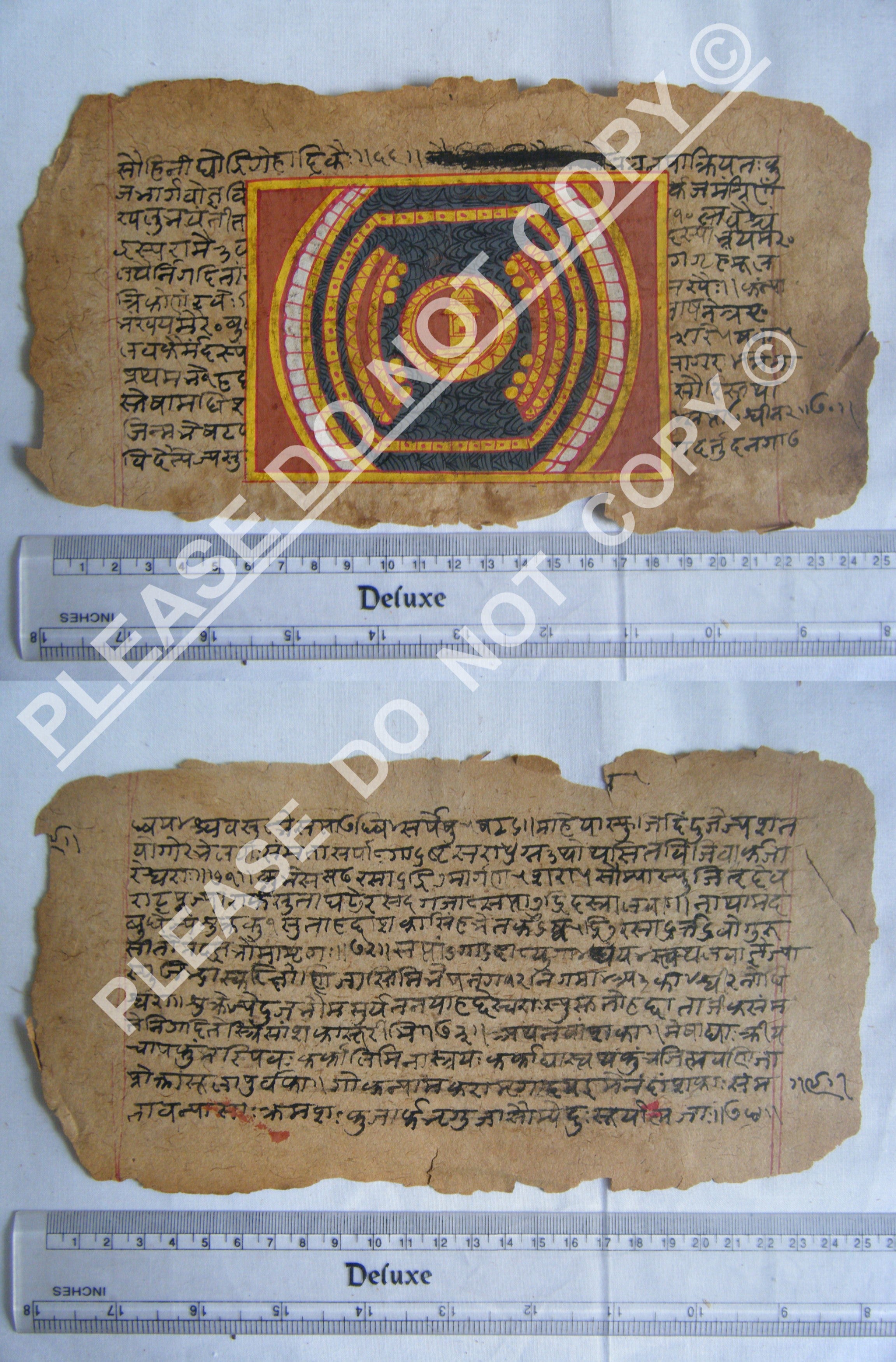 Antique Jain Cosmology Manuscript Illustrating Cosmic Geography