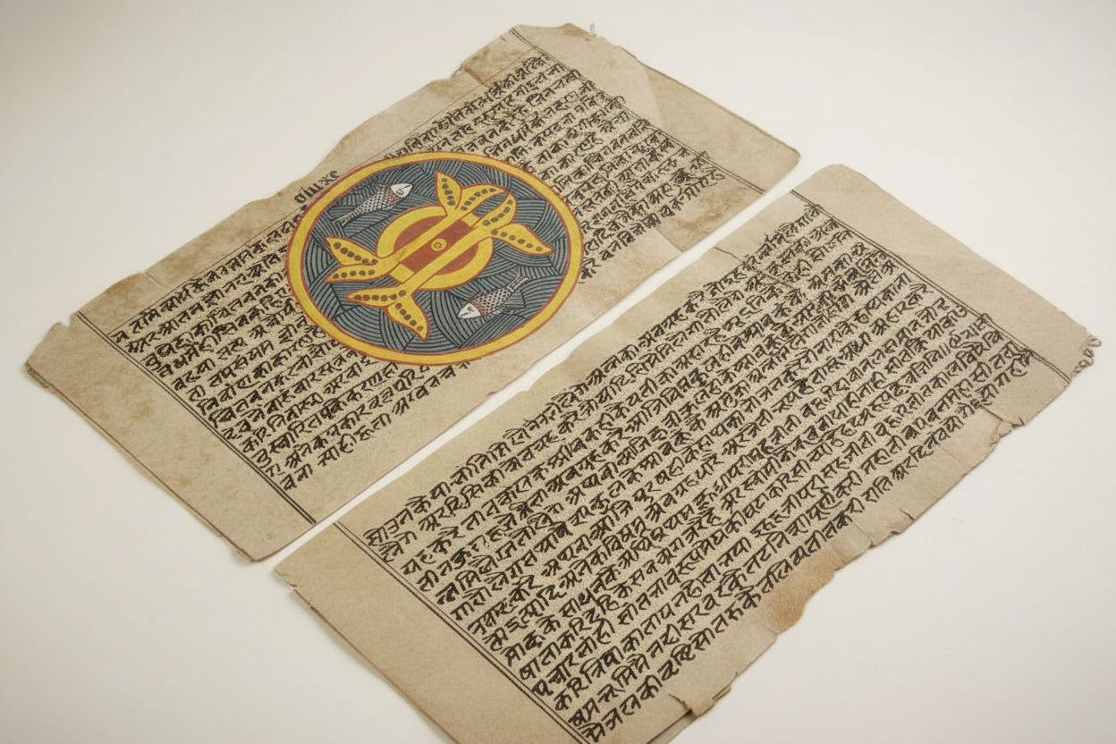 Historic Jain Manuscript Illustrating Cosmic Structure