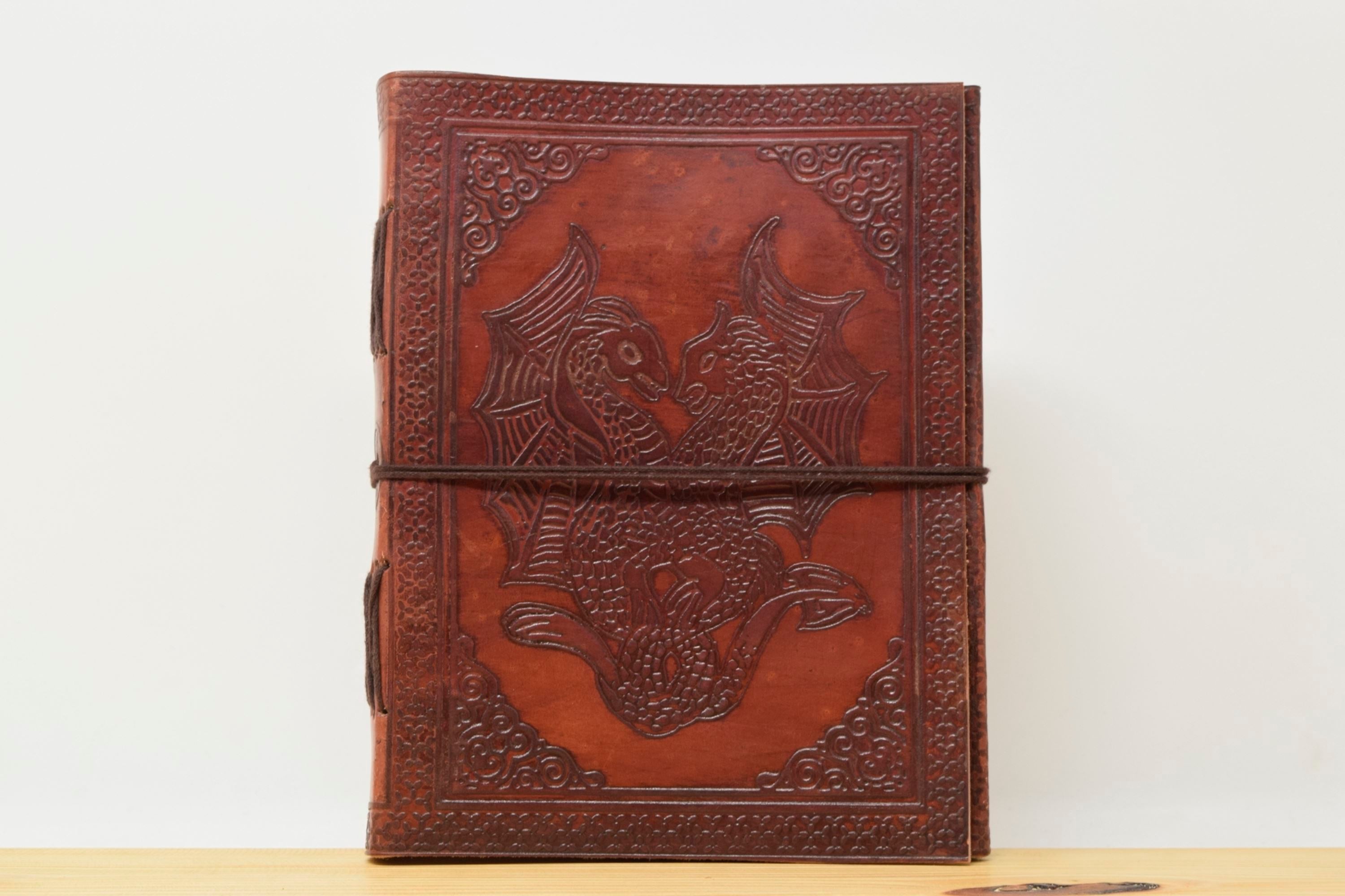 Vintage Handmade Leather Journal - Double Dragon Dori