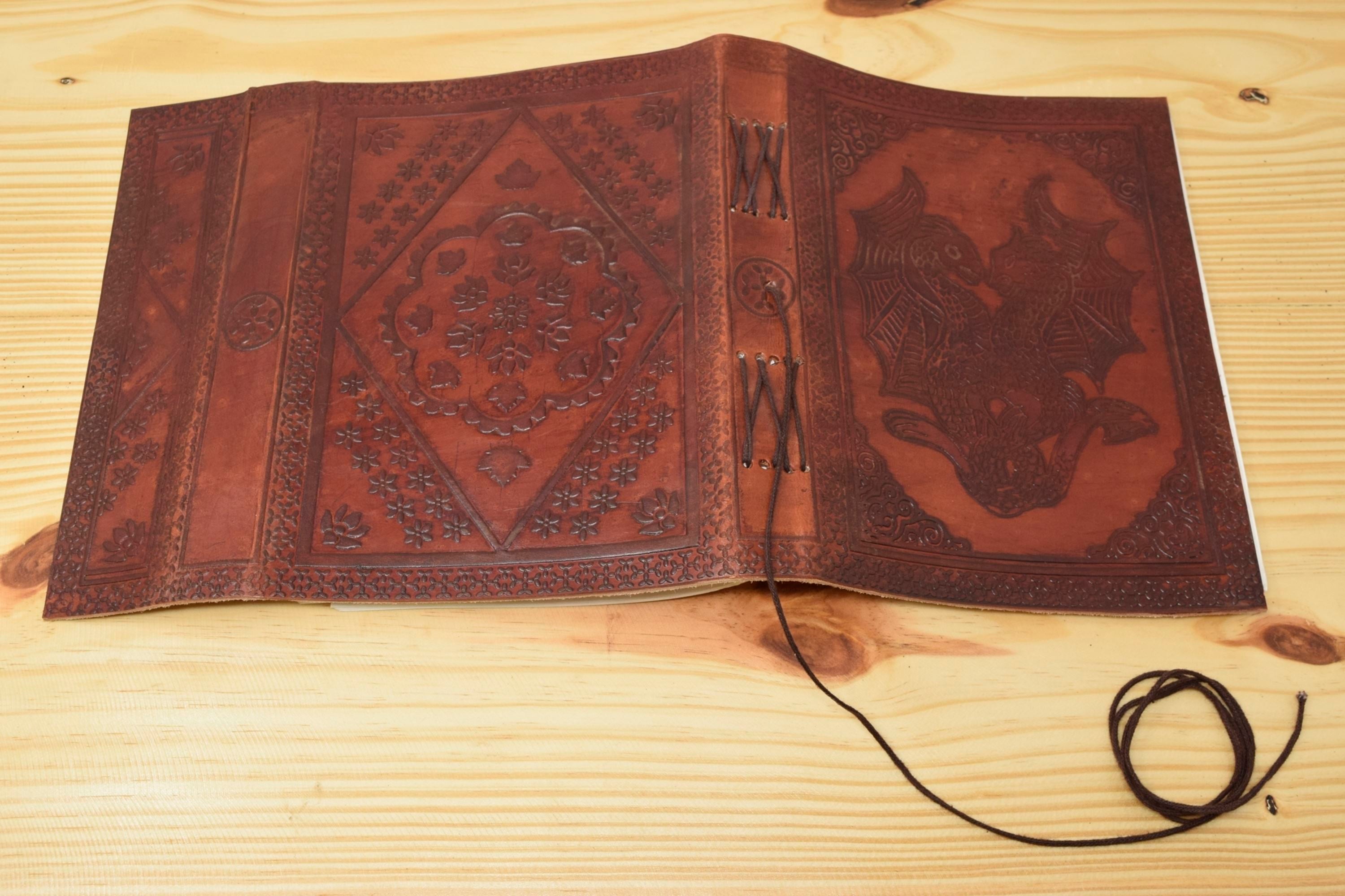 Vintage Handmade Leather Journal - Double Dragon Dori