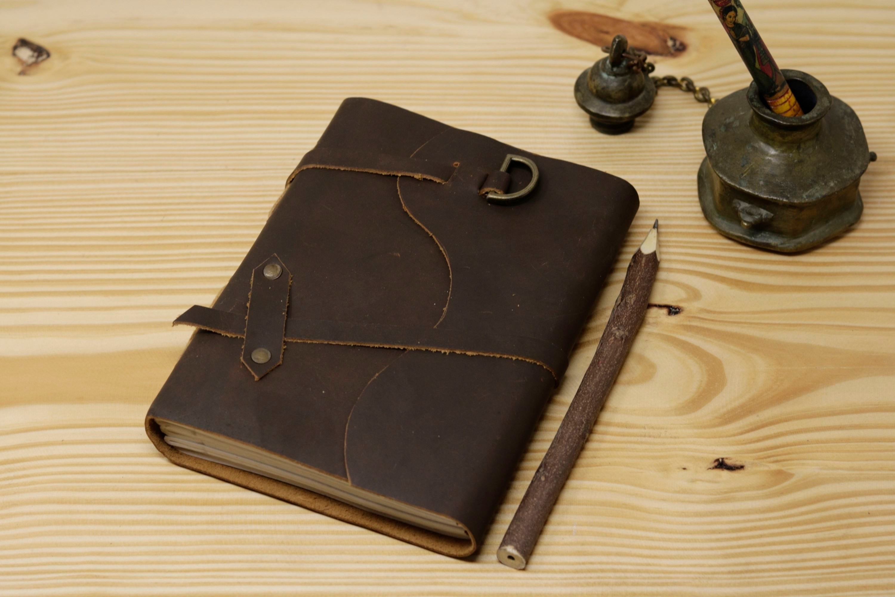 Handmade Vintage Leather Journal - Buff Designer Flap