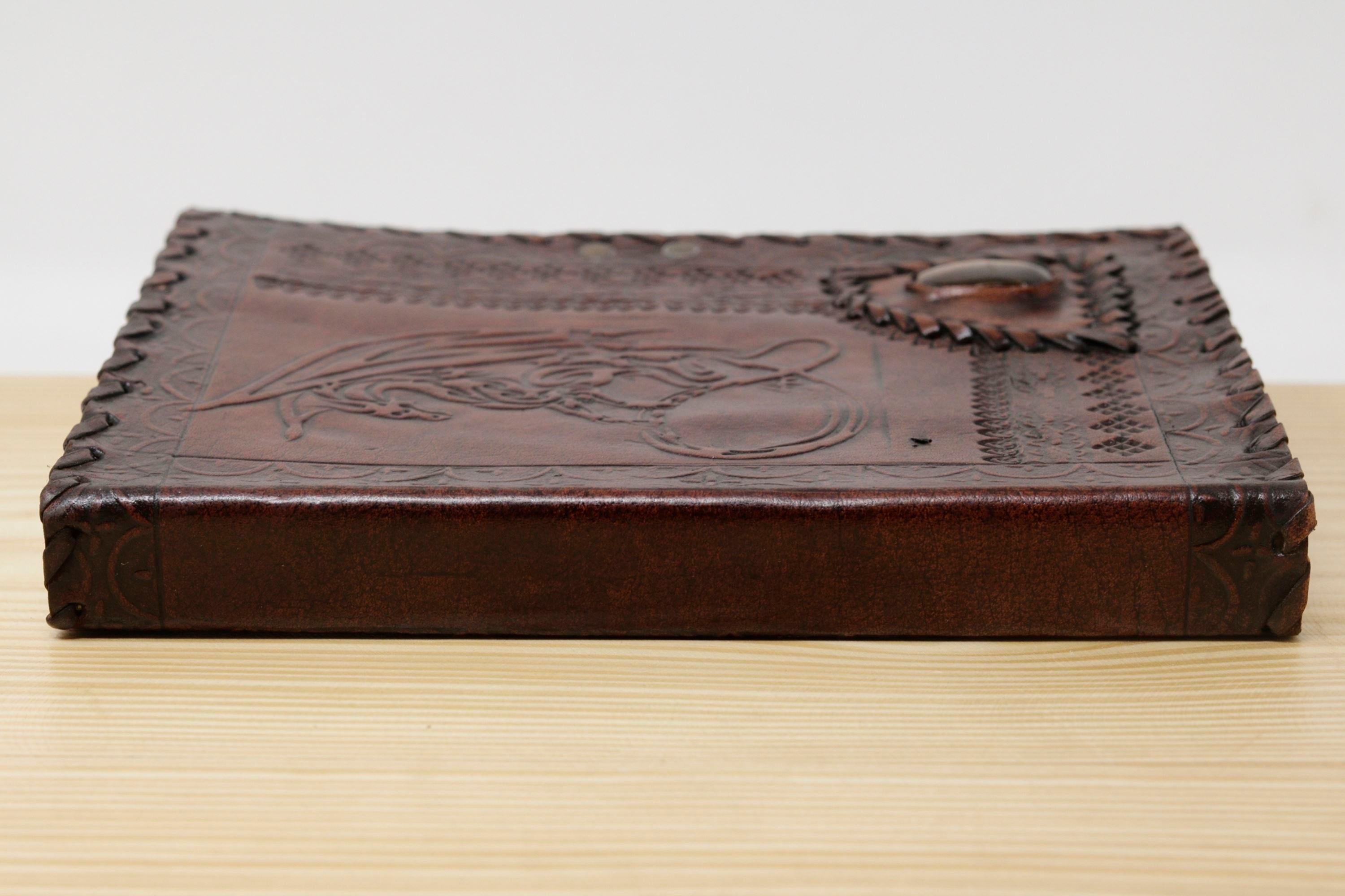 Handmade Vintage Leather Journal - Dragon Stone Lock